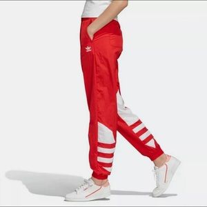 Adidas Originals Trefoil Large Logo Jogging Track Pants Women’s Large Red FM2561